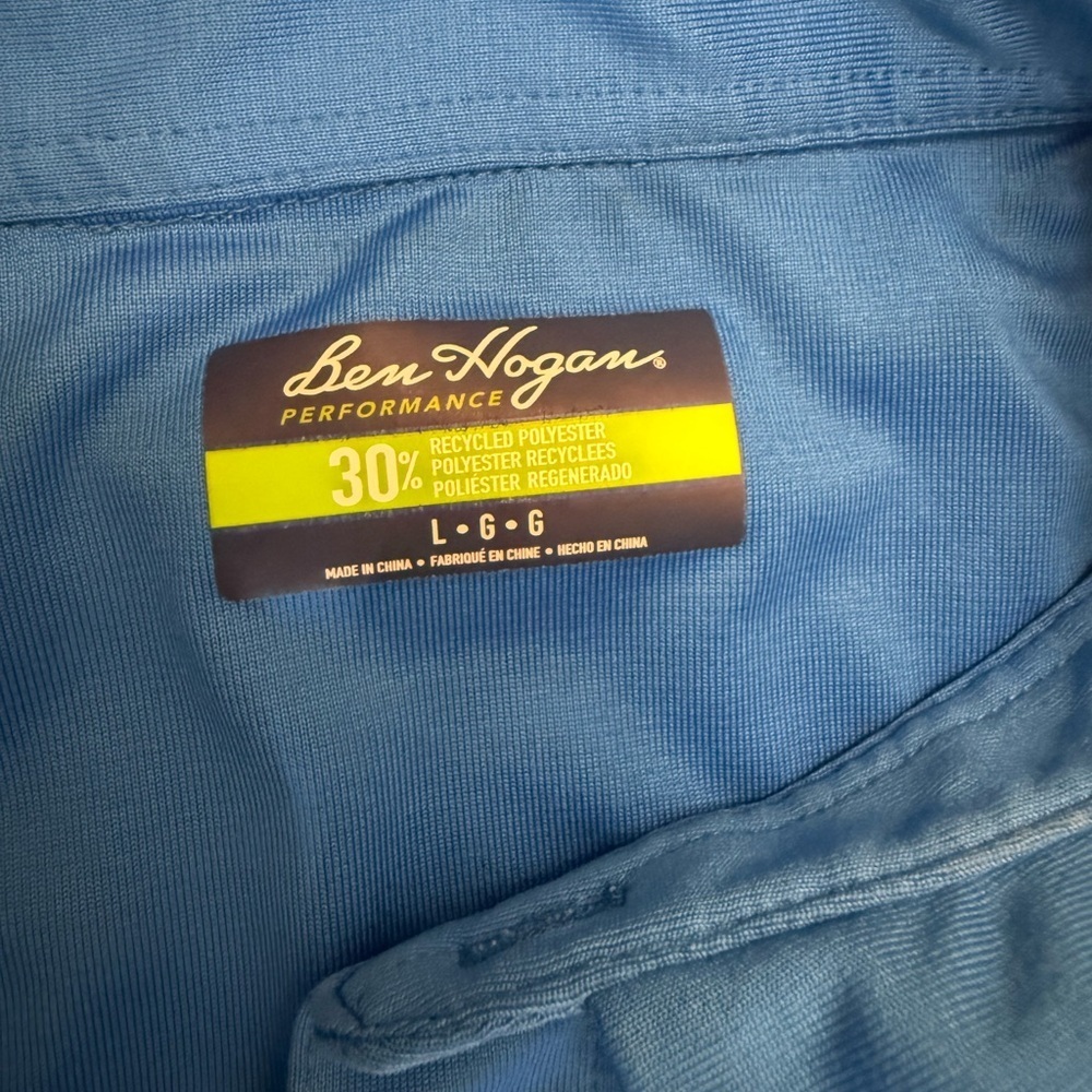 Ben Hogan Performance Golf Polo Shirt Blue Striped Moisture Wicking Men’s Large - Picture 2 of 6
